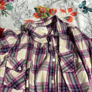 Plaid Kids Shirt in Pink and Cream